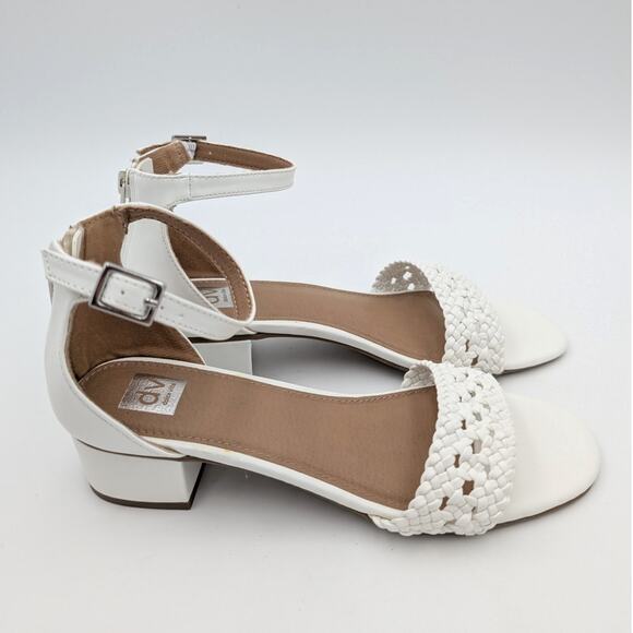 DV Dolce Vita Girls Braided Heeled Ankle Strap Sandals White Size US5 EU38 - Picture 4 of 10